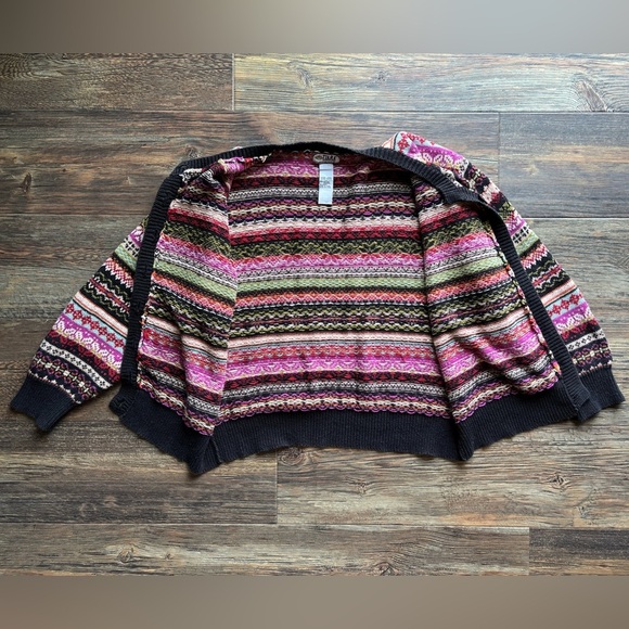 Tiara International Knit Cardigan Sweater Womens XL Multicolor Stripe Y2K Heavy - Picture 3 of 11